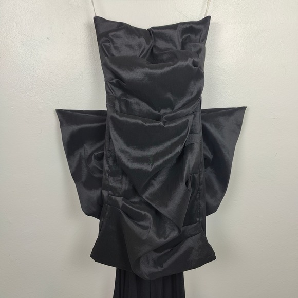 Nookie Adore 2-Way Dress Womens Medium Black Strapless Ruched Gown Big Bow NWT - Picture 5 of 14